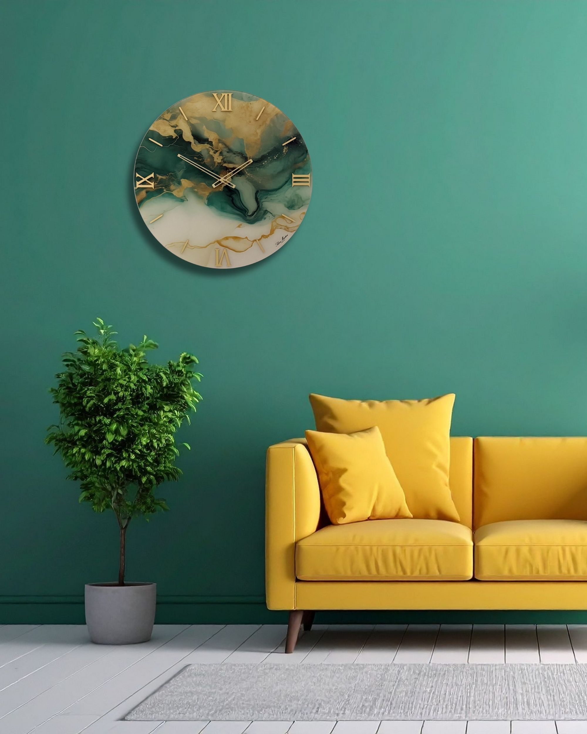 Luxor Wall Clock | Day Gold Green - Image 2